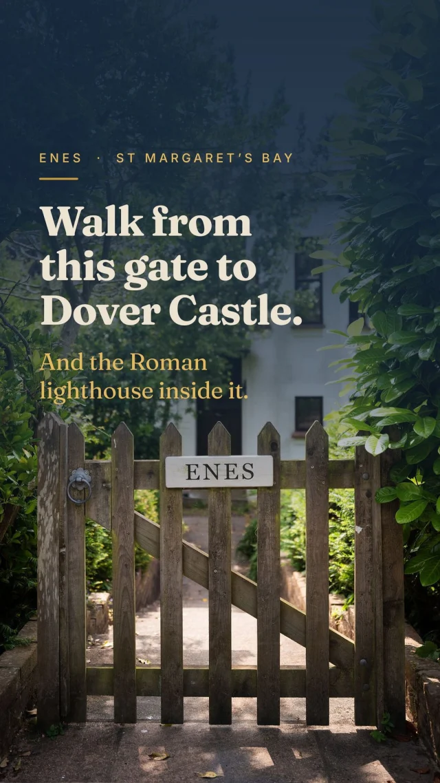 Walk out of this gate, turn right, and you don’t need the car again.

First the woods. 
Then it opens onto chalk clifftop with the sea on your left. 
Ten minutes and you’re at South Foreland Lighthouse.
Keep going. Ninety minutes, cliffs the whole way, and you reach Dover Castle - where there’s another lighthouse, built by the Romans, still the most complete Roman building left in England.

Then you turn round and walk back to a house one family has kept since 1928. 
Five bedrooms and twelve beds, but we only take ten - the house is better with room to spare. An acre of garden with a grass tennis court and its own woodland running into the National Trust land.

There are a few gaps left between now and Christmas. The walk is better in October than it is in July.