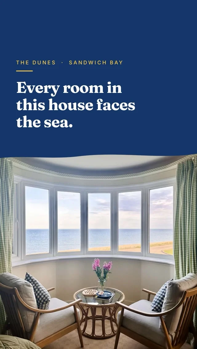 Whoever built this house made one decision and stuck to it.

Every room faces the sea….The sitting room, the dining table, all the bedrooms. You sit down facing it, you eat facing it, you wake up facing it. Except the kitchen - which is also, and probably not by accident, the smallest room in the house.

It’s on the front at Sandwich Bay with nothing between it and the beach but a quiet road. Sleeps six, and the dog is welcome.

Which window would you take?

🏠 Autumn dates at The Dunes
🔗 Link in our bio or why not message us
🌊 She is pretty special